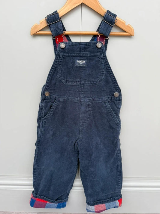 Oshkosh Navy Check Corduroy Dungarees 2T