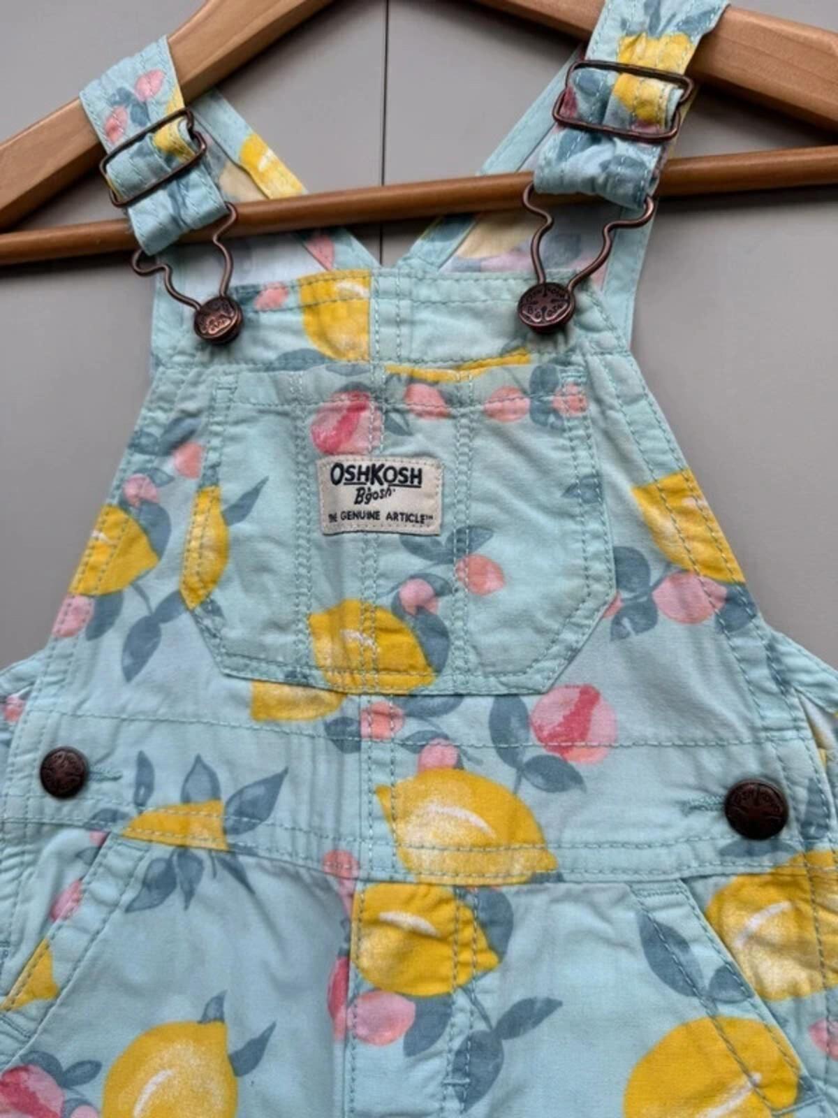 Oshkosh Lemon Blue Shortall Dungarees 12M