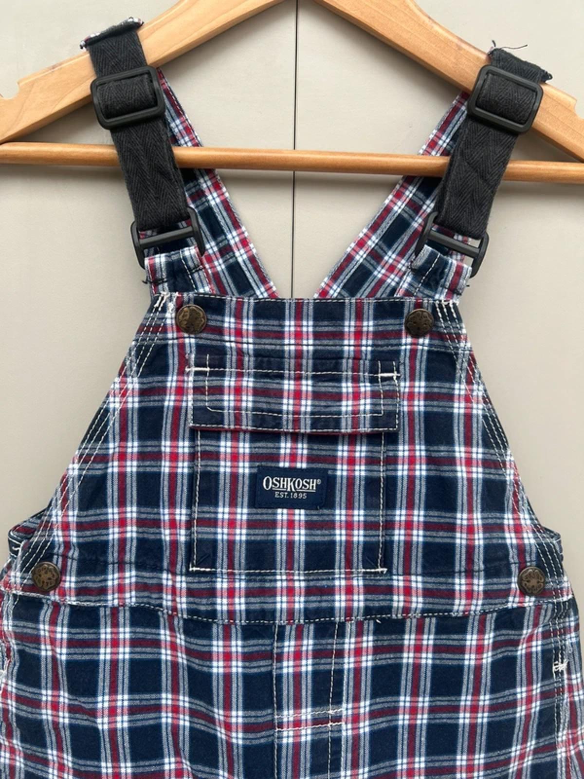Oshkosh Vintage Check Shortall Dungarees 18M