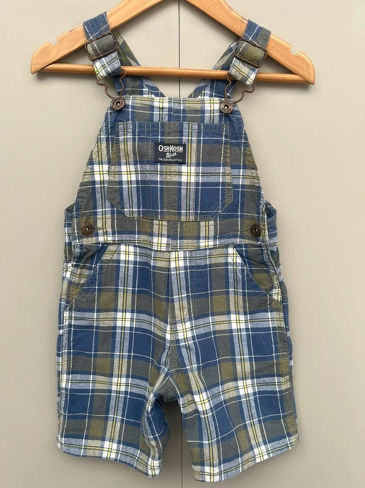 Oshkosh Olive Check Dungarees 24M