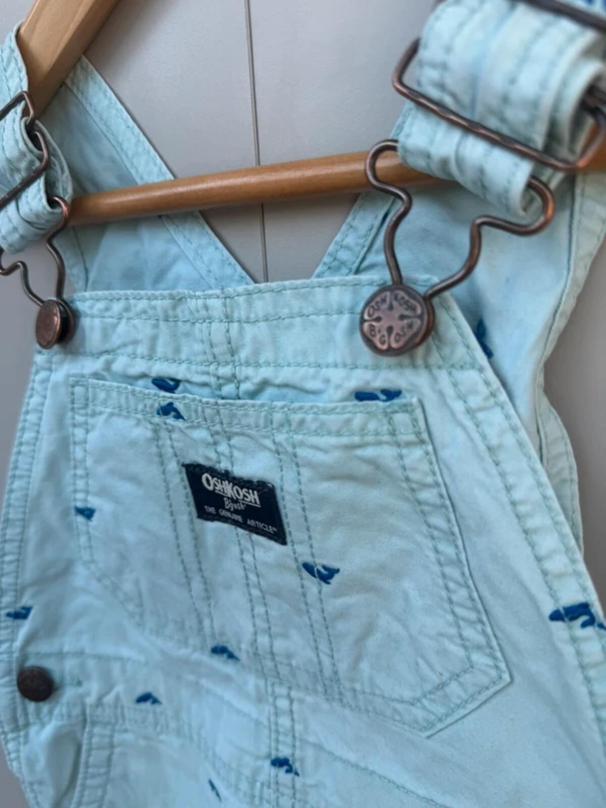 Oshkosh Whale Light Blue Shortalls 2T