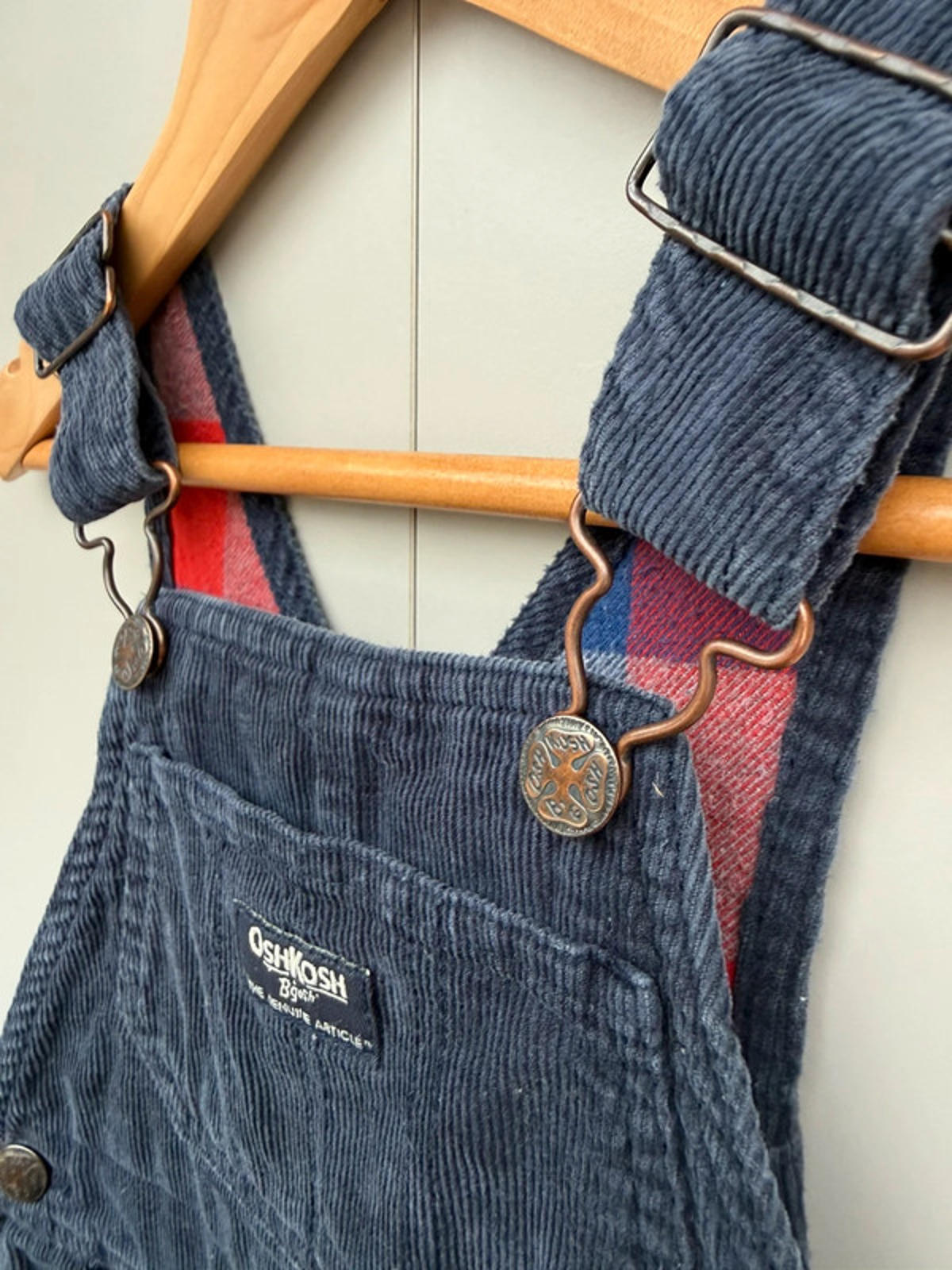 Oshkosh Navy Check Corduroy Dungarees 2T