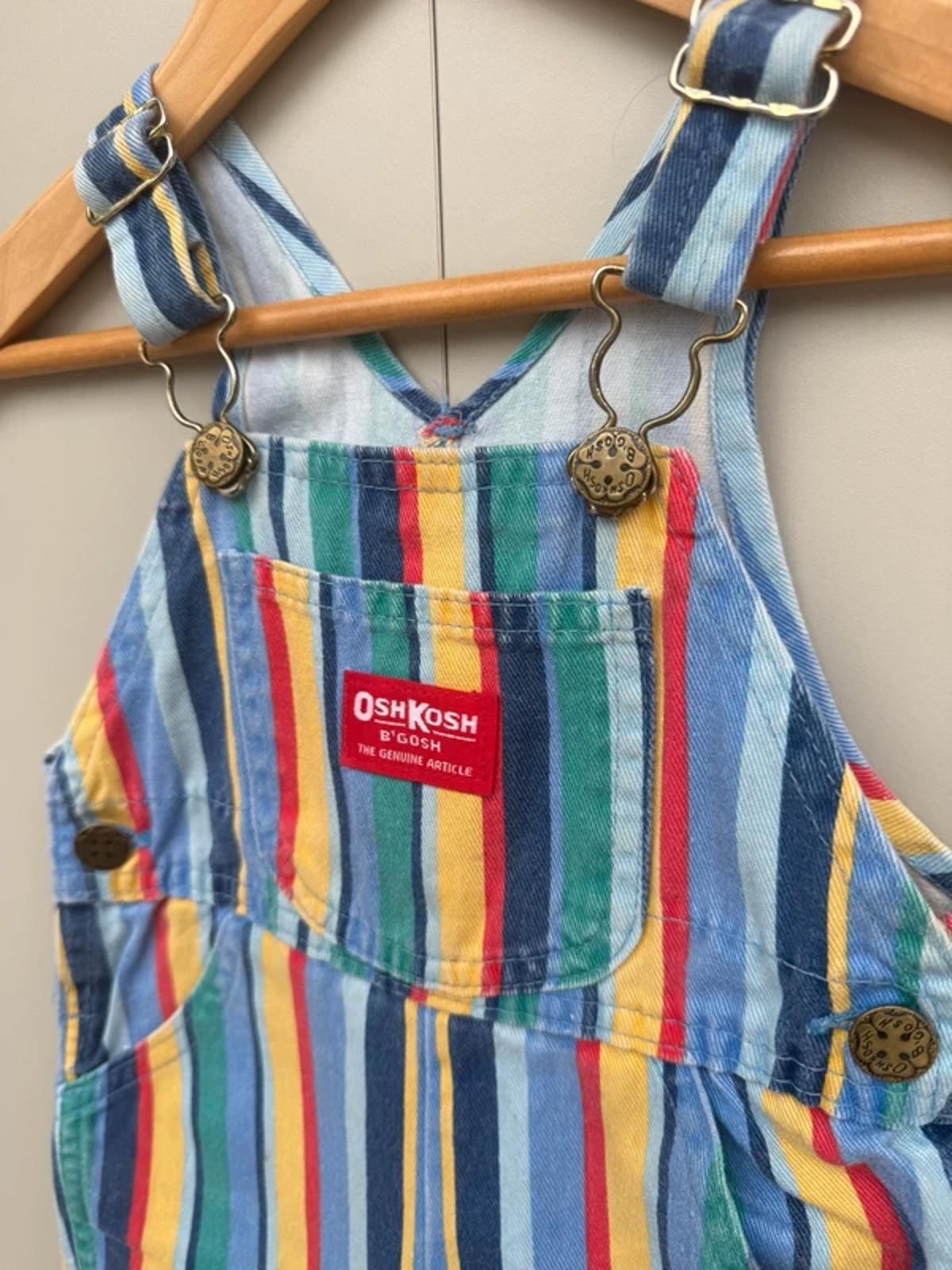 RARE Oshkosh Vintage Striped Coloured Shortall Dungarees 12M