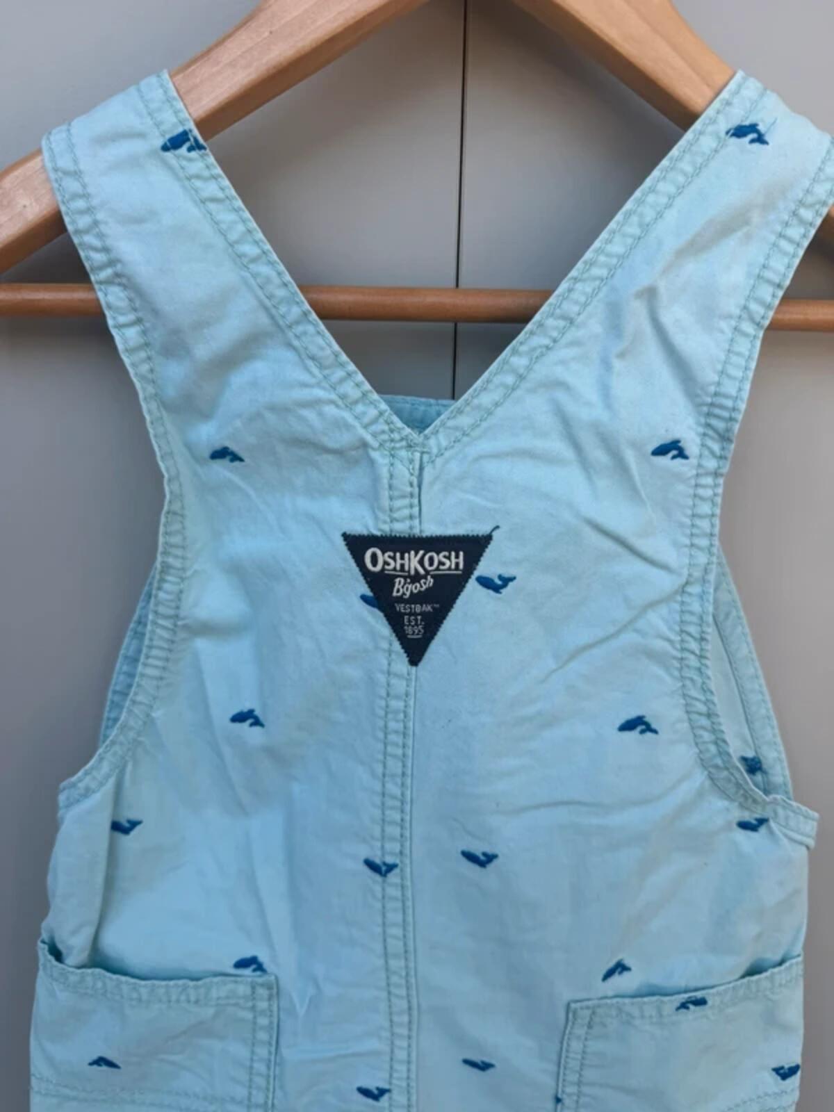 Oshkosh Whale Light Blue Shortalls 2T