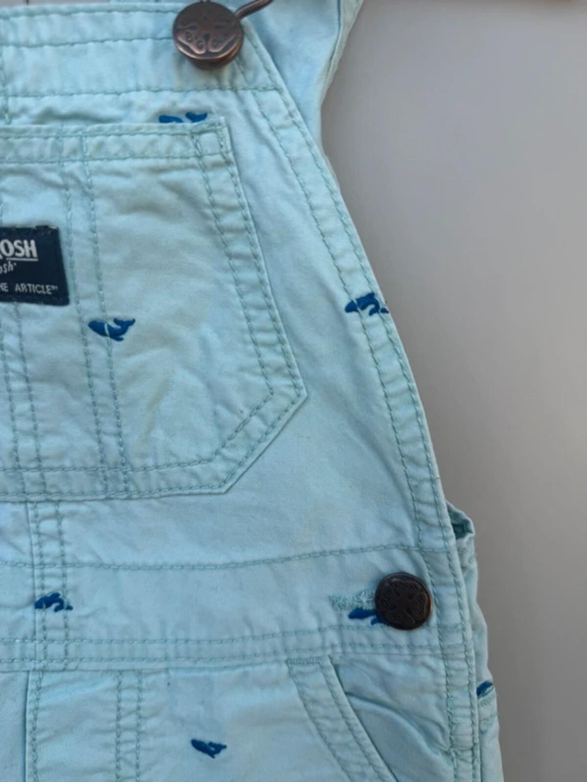 Oshkosh Whale Light Blue Shortalls 2T