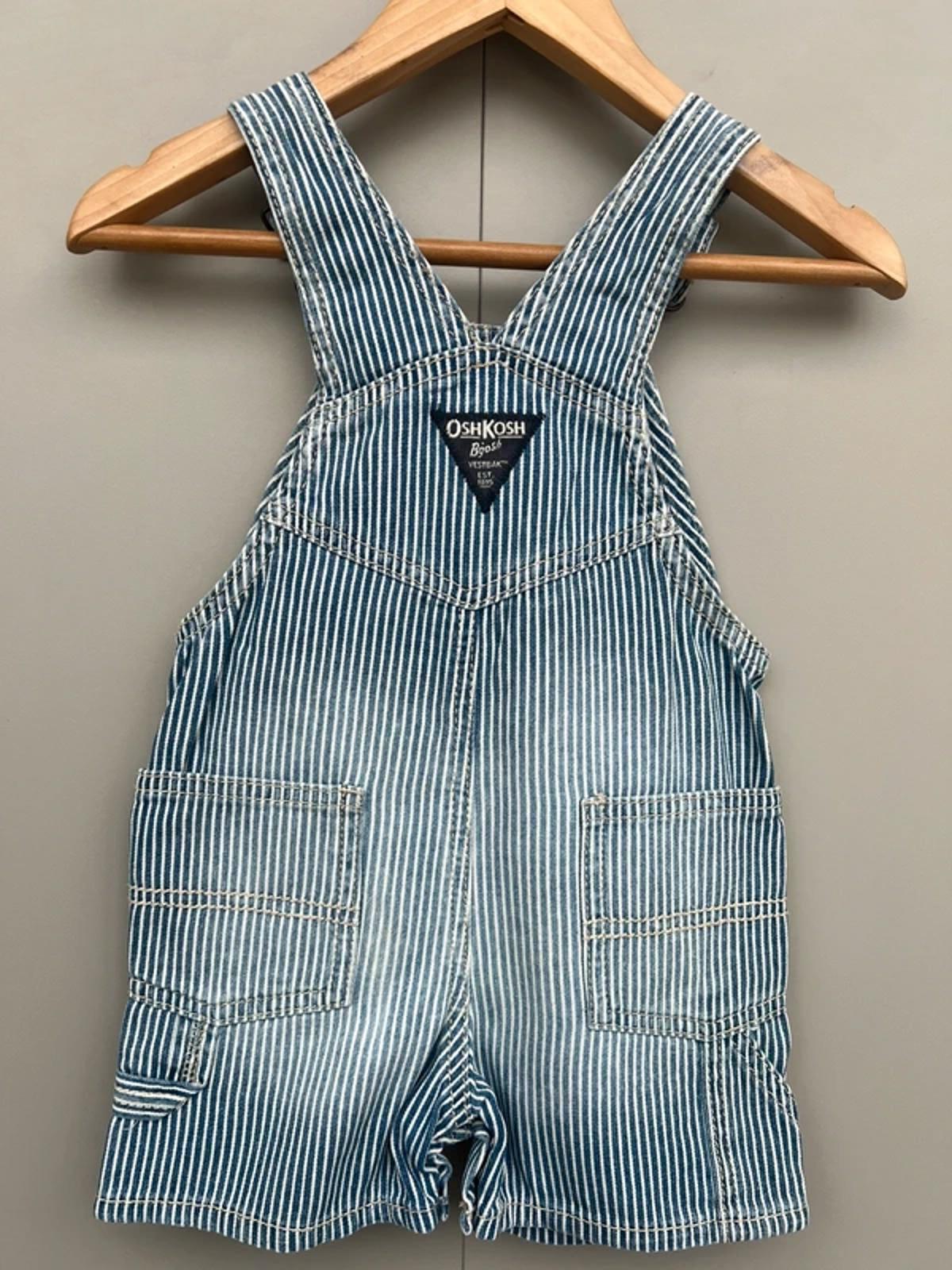 Oshkosh Hickory Shortall Dungarees 12M
