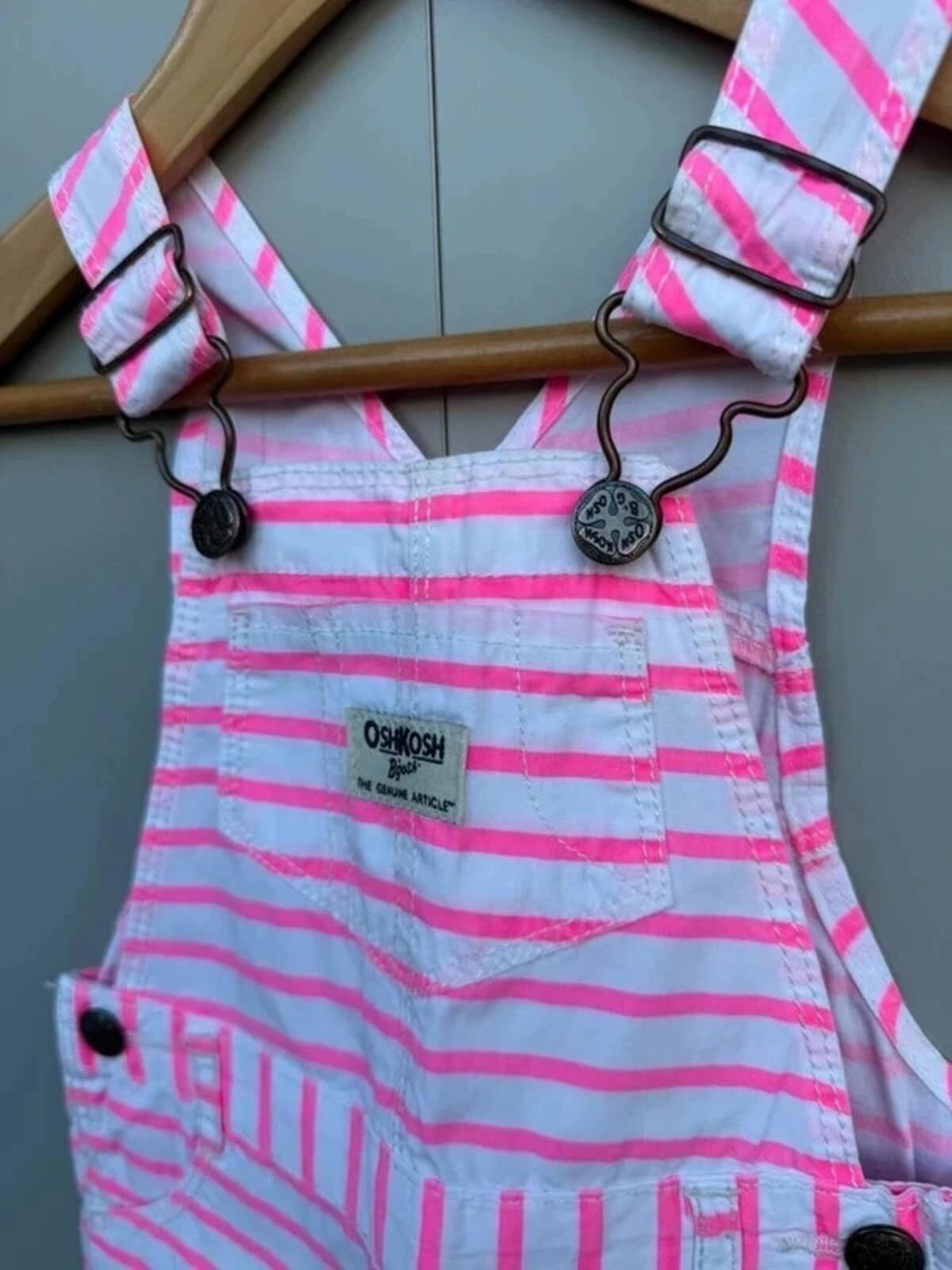Oshkosh Striped Pink Dungarees 9M