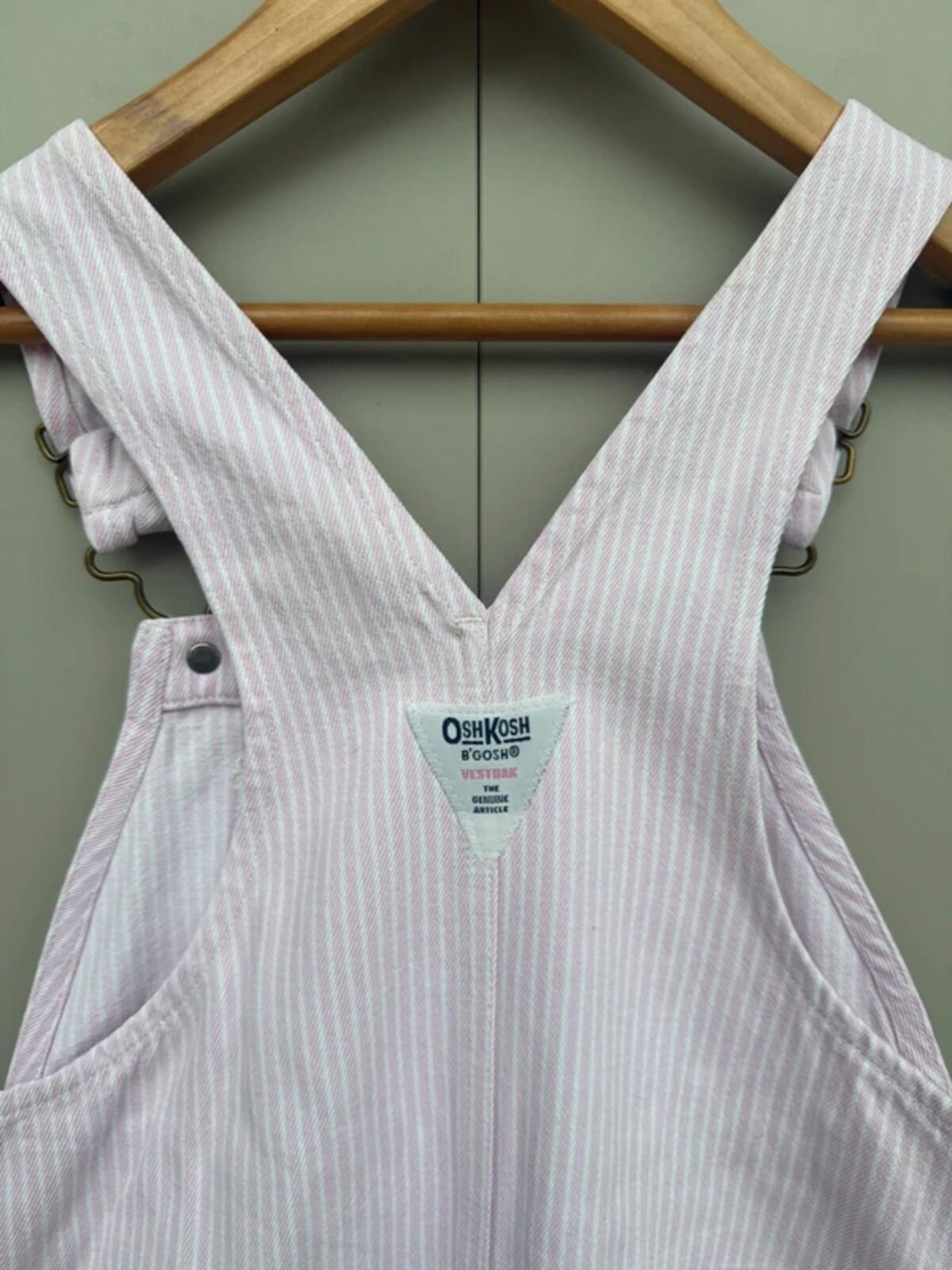 Oshkosh Vintage Rose Pink Hickory Dungaree Dress 6Y