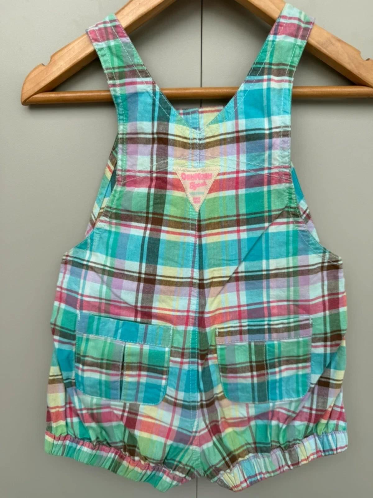 Oshkosh Vintage Check Shortall Dungarees 24M