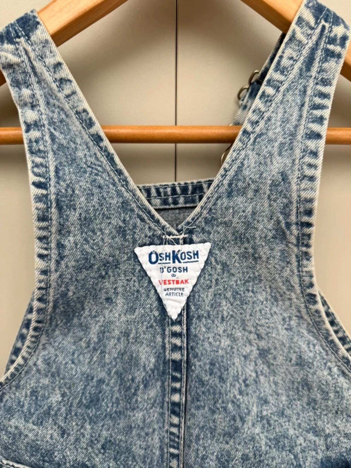 Oshkosh Vintage Acid Denim Shortall Dungarees 24M