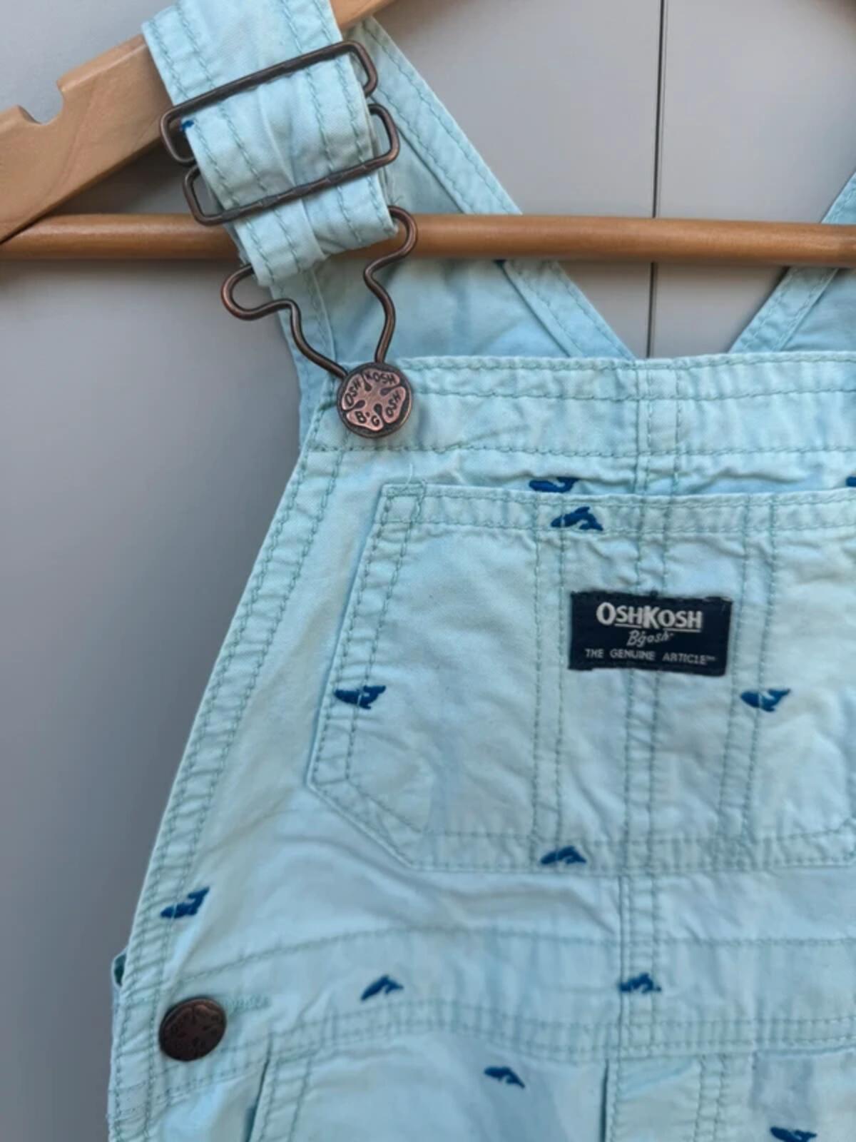 Oshkosh Whale Light Blue Shortalls 2T