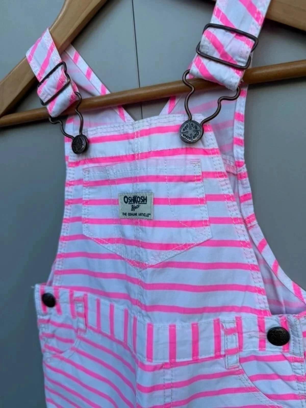 Oshkosh Striped Pink Dungarees 9M