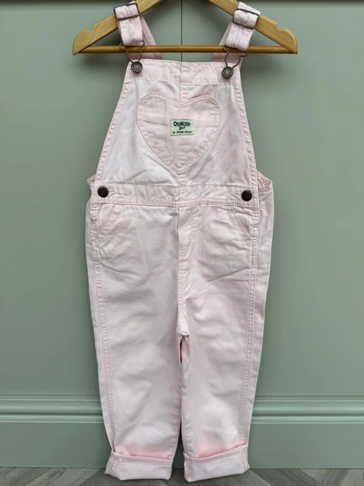 Oshkosh Pink Rose Heart Dungarees 5T