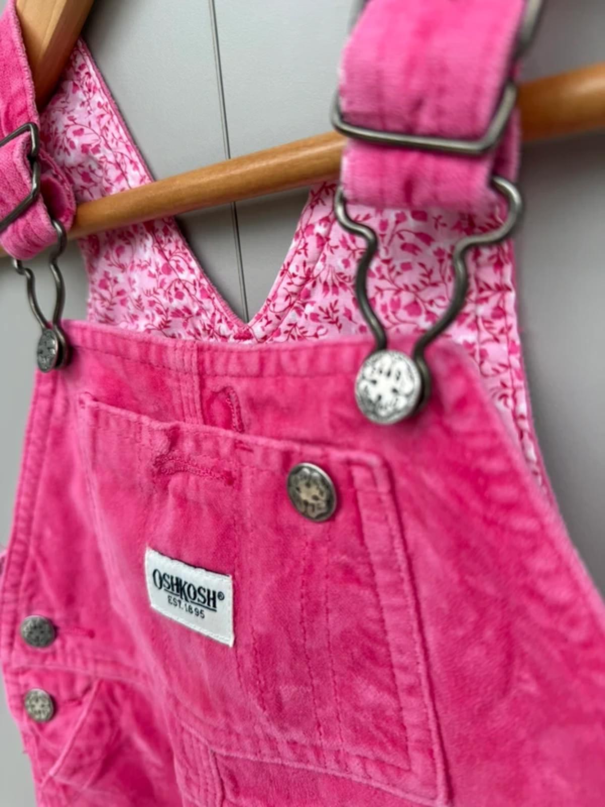 Oshkosh Vintage Pink Velvet Dungarees 18M