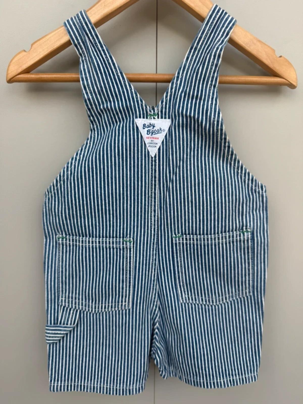 Oshkosh 80s Vintage Hickory Shortall Dungarees 12M