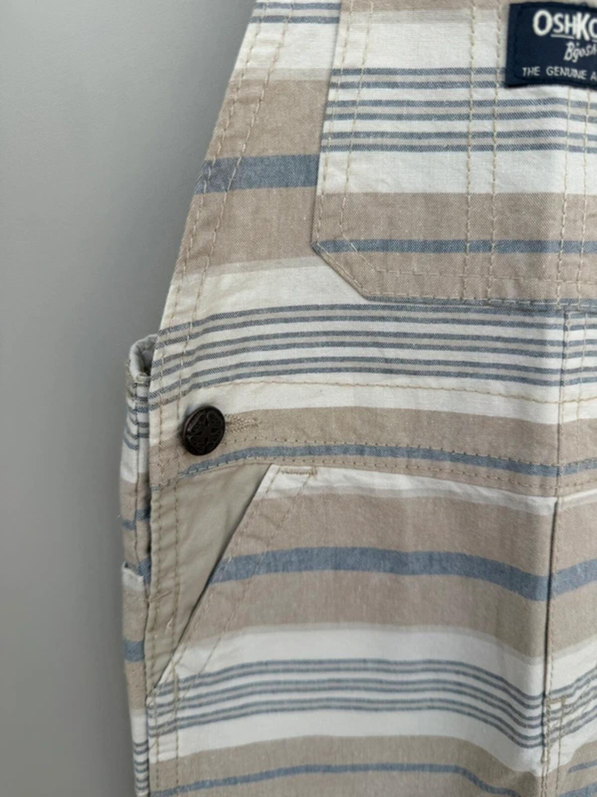 Oshkosh Beige Stripe Shortall Dungarees 18M