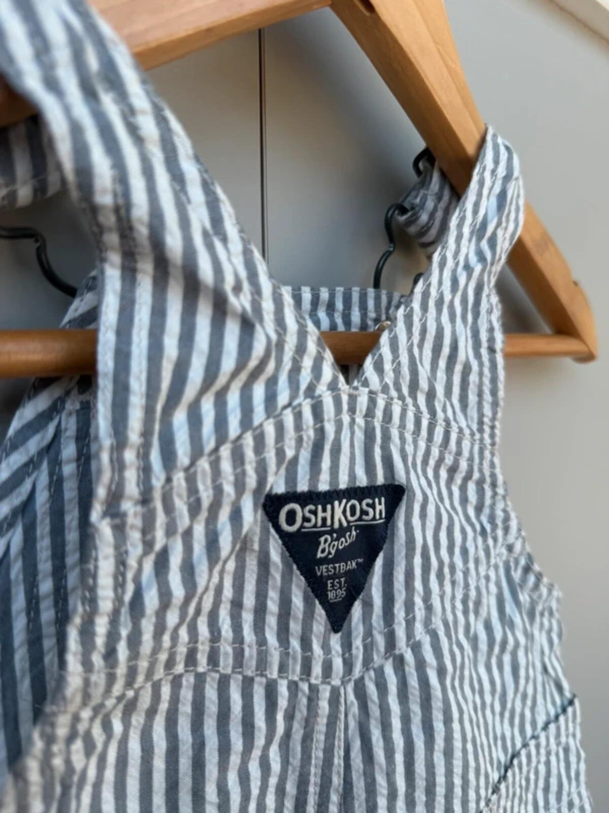 Oshkosh Hickory Striped Grey Dungarees 3M