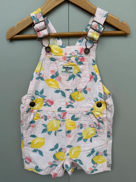 Oshkosh Pink Lemon Shortall Dungarees 18M