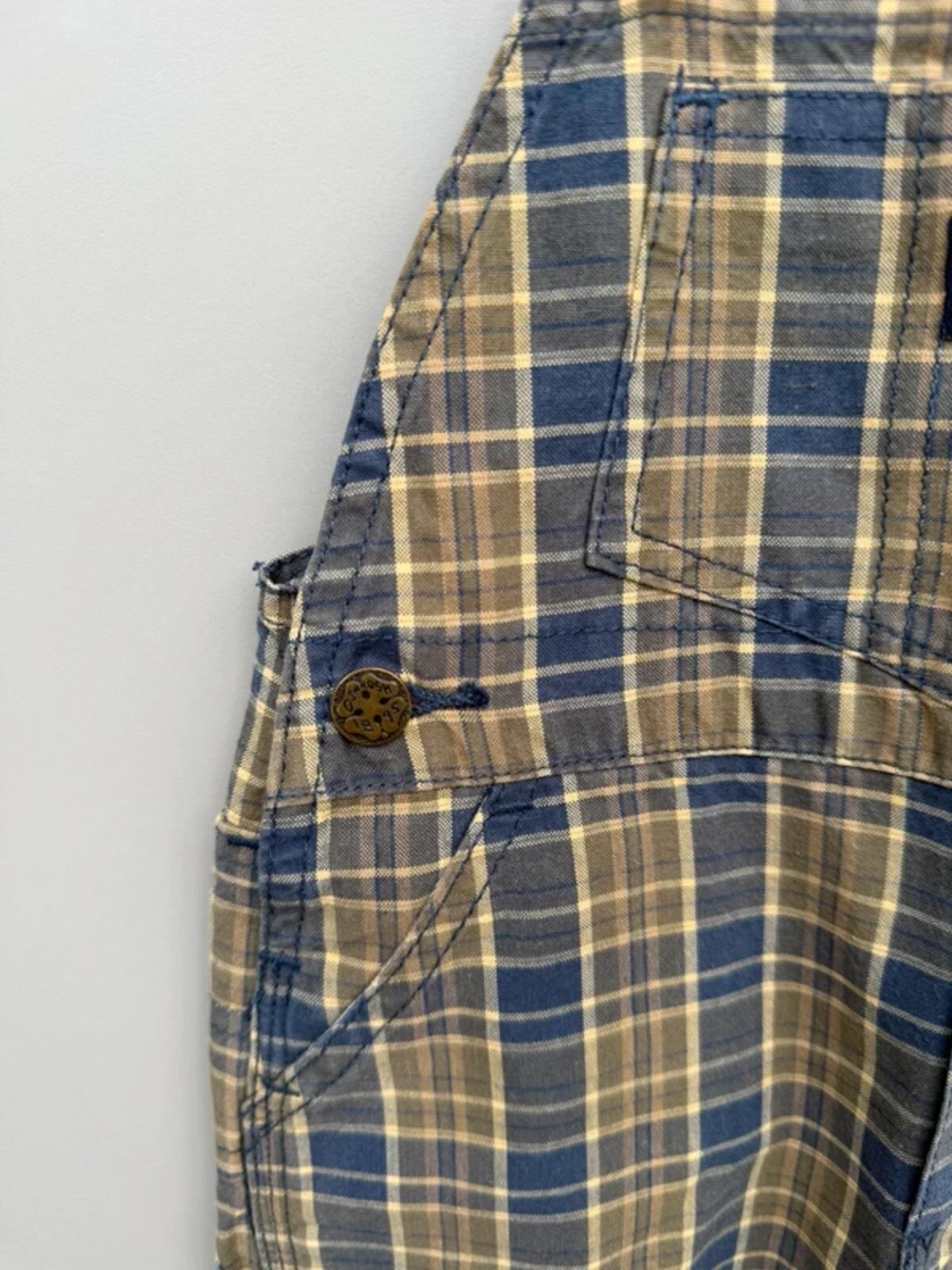 Oshkosh Vintage Khaki Check Dungarees 18M