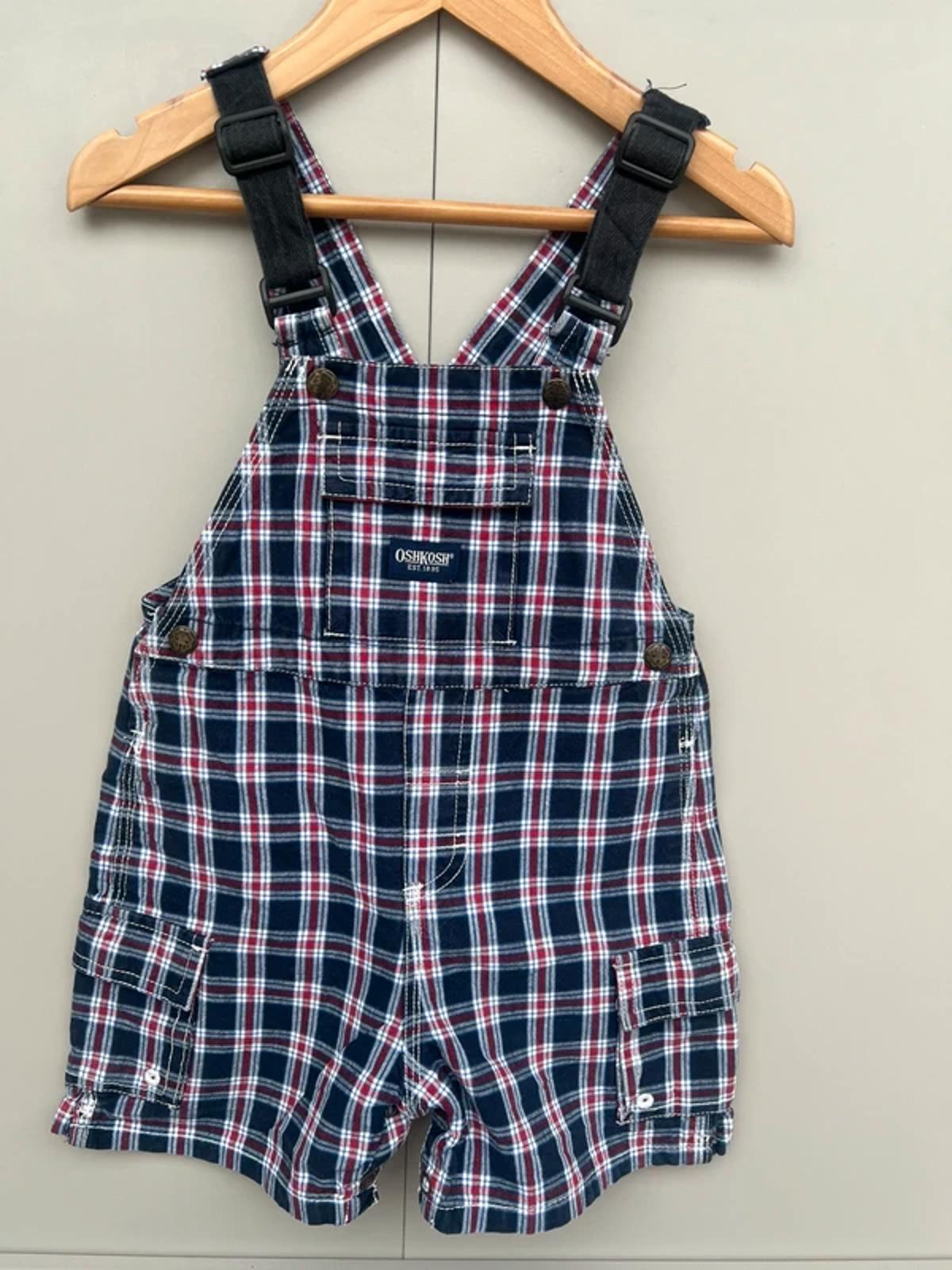 Oshkosh Vintage Check Shortall Dungarees 18M