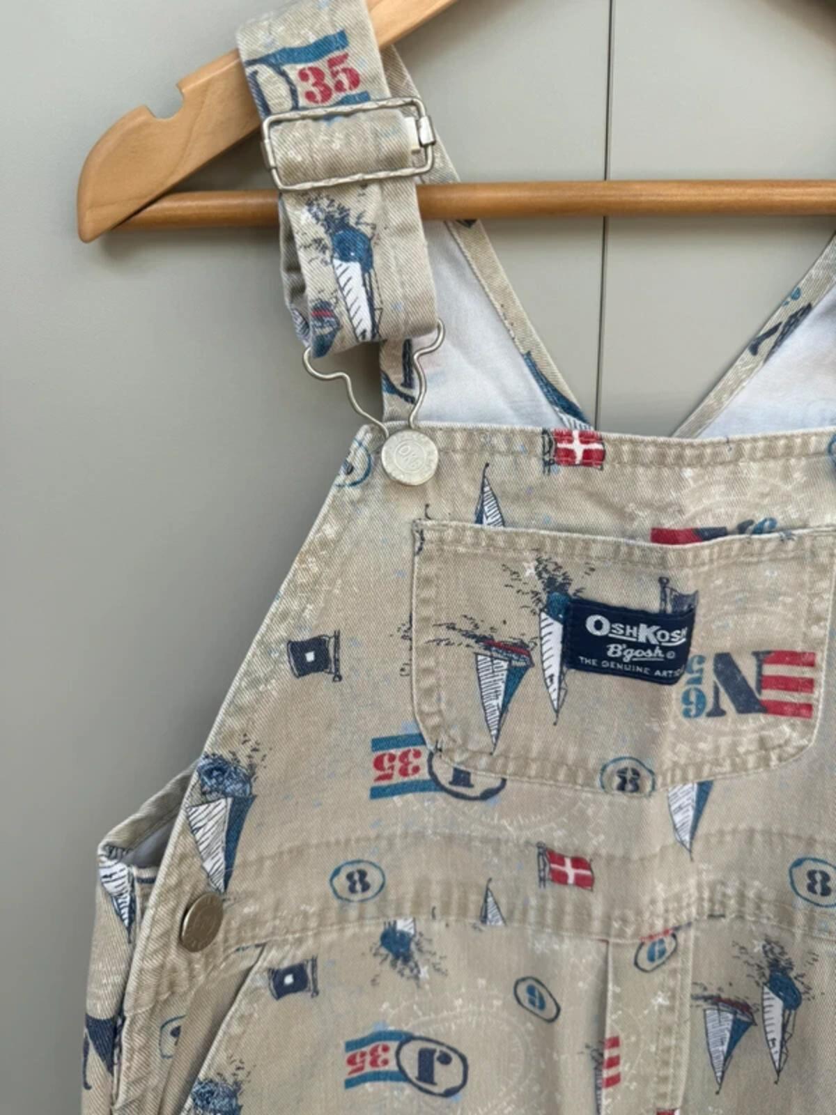 RARE Oshkosh 80s USA Vintage Boat Shortall Dungarees 4T