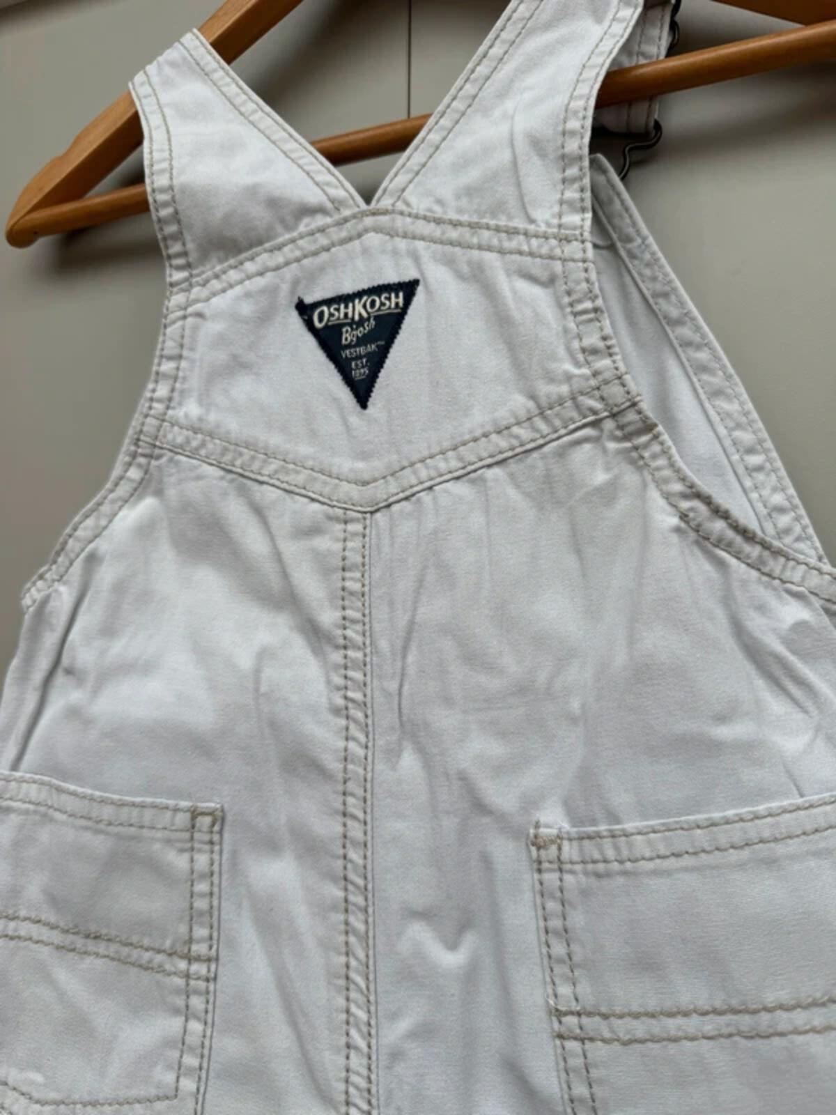 Oshkosh Cream Cotton Shortall Dungarees 24M