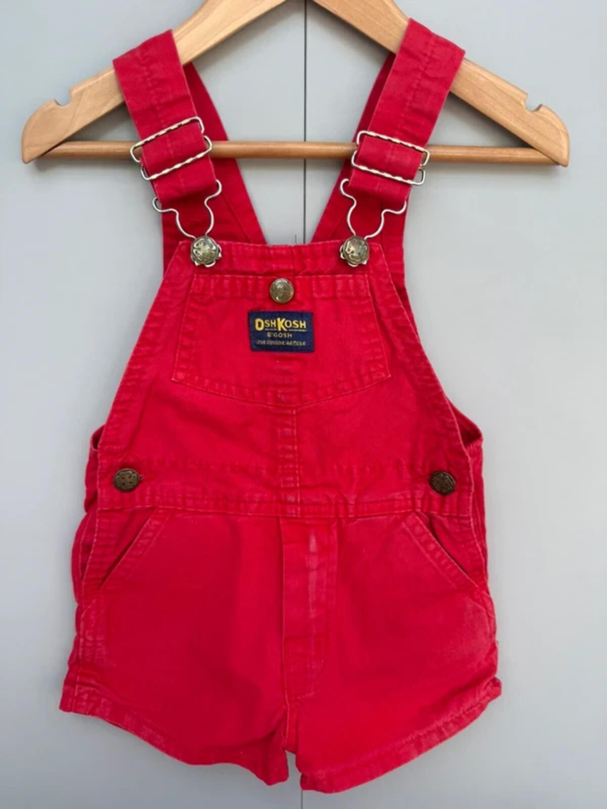 Oshkosh 80s Vintage Red Shortall Dungarees 3T