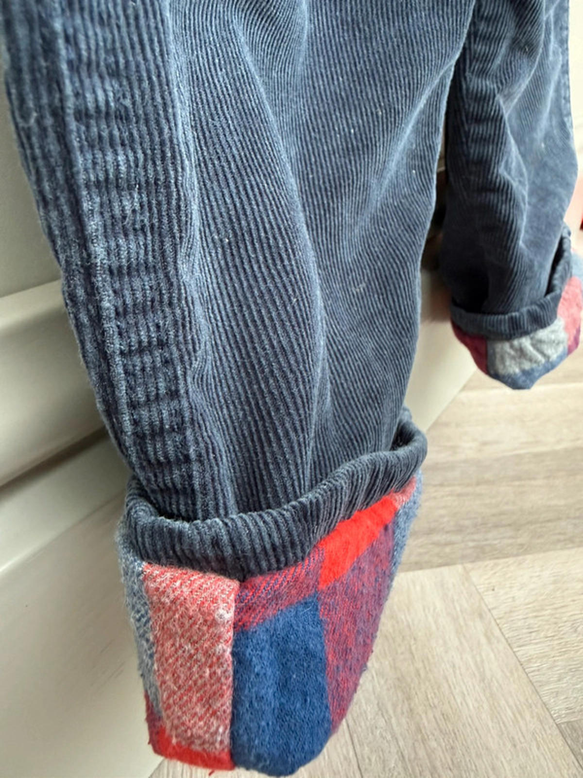 Oshkosh Navy Check Corduroy Dungarees 2T