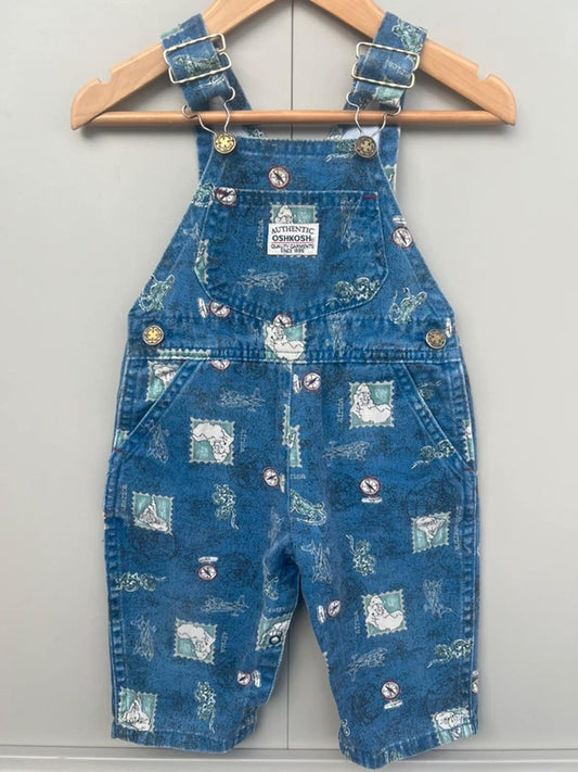 RARE Oshkosh Vintage Compass Dungarees 12M