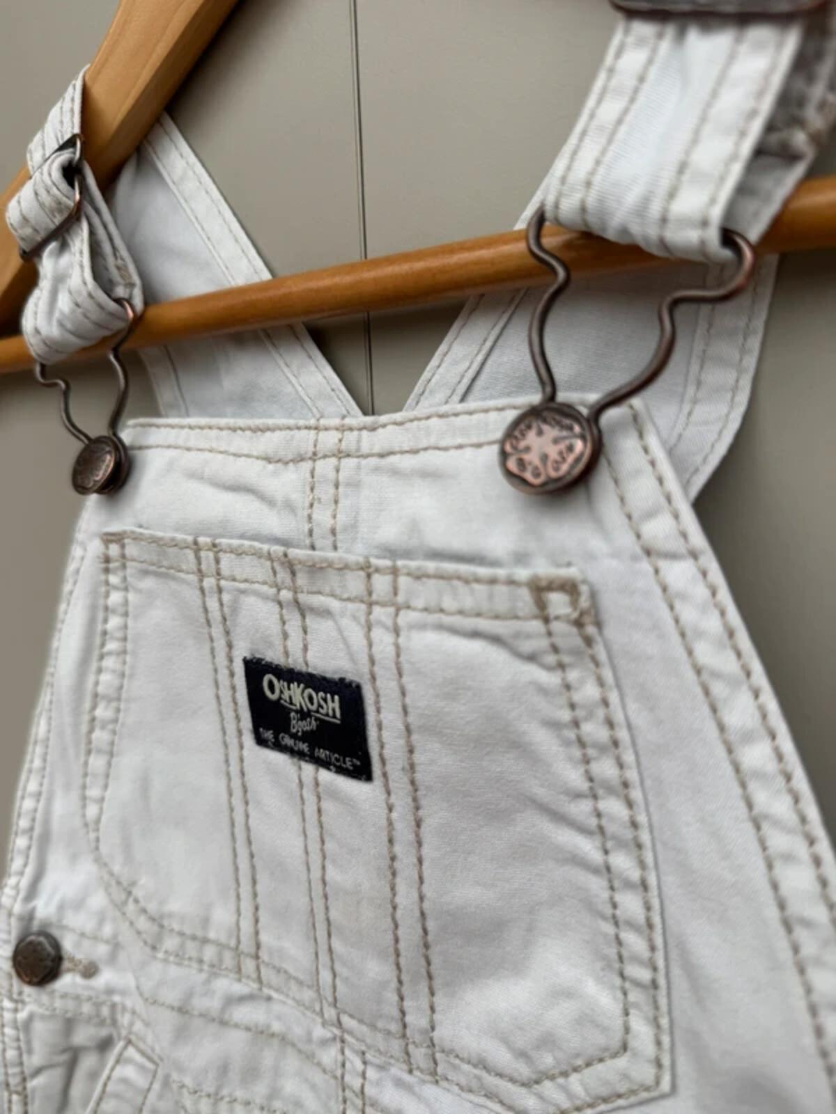 Oshkosh Cream Cotton Shortall Dungarees 24M