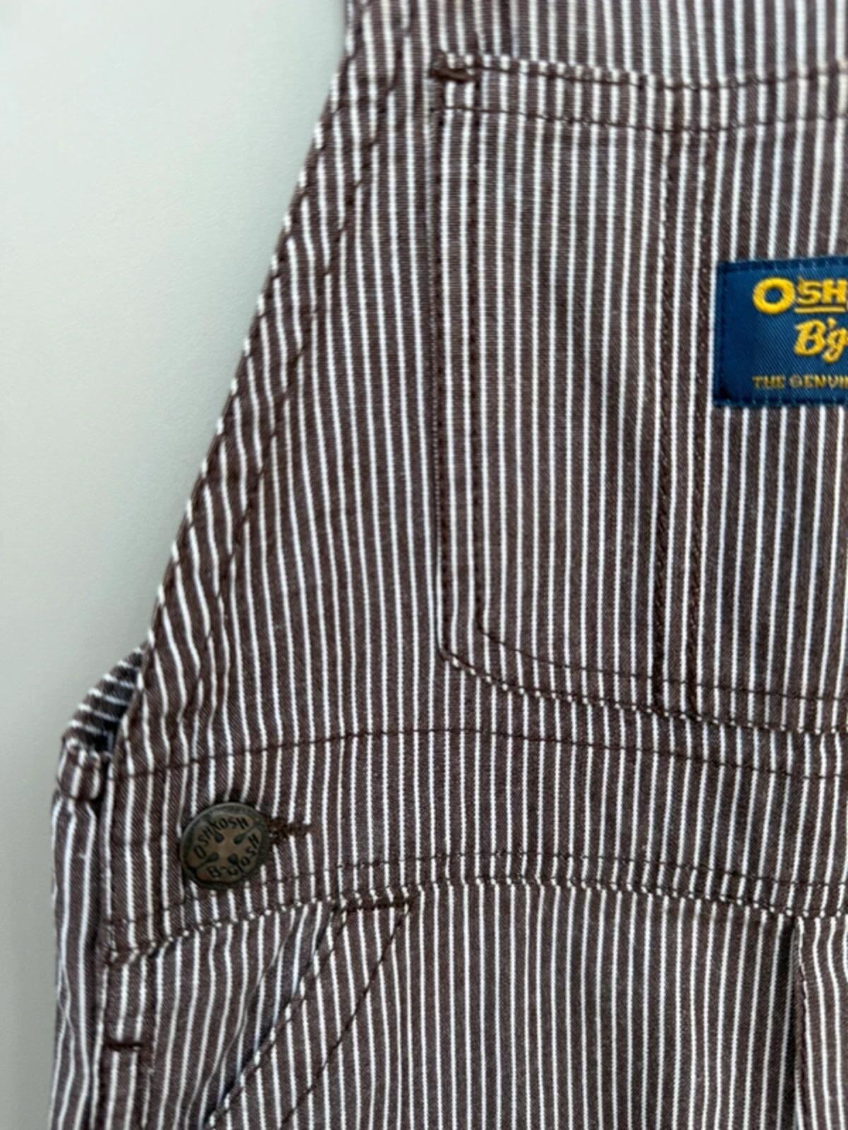 Oshkosh Brown Striped Shortall Dungarees 18M