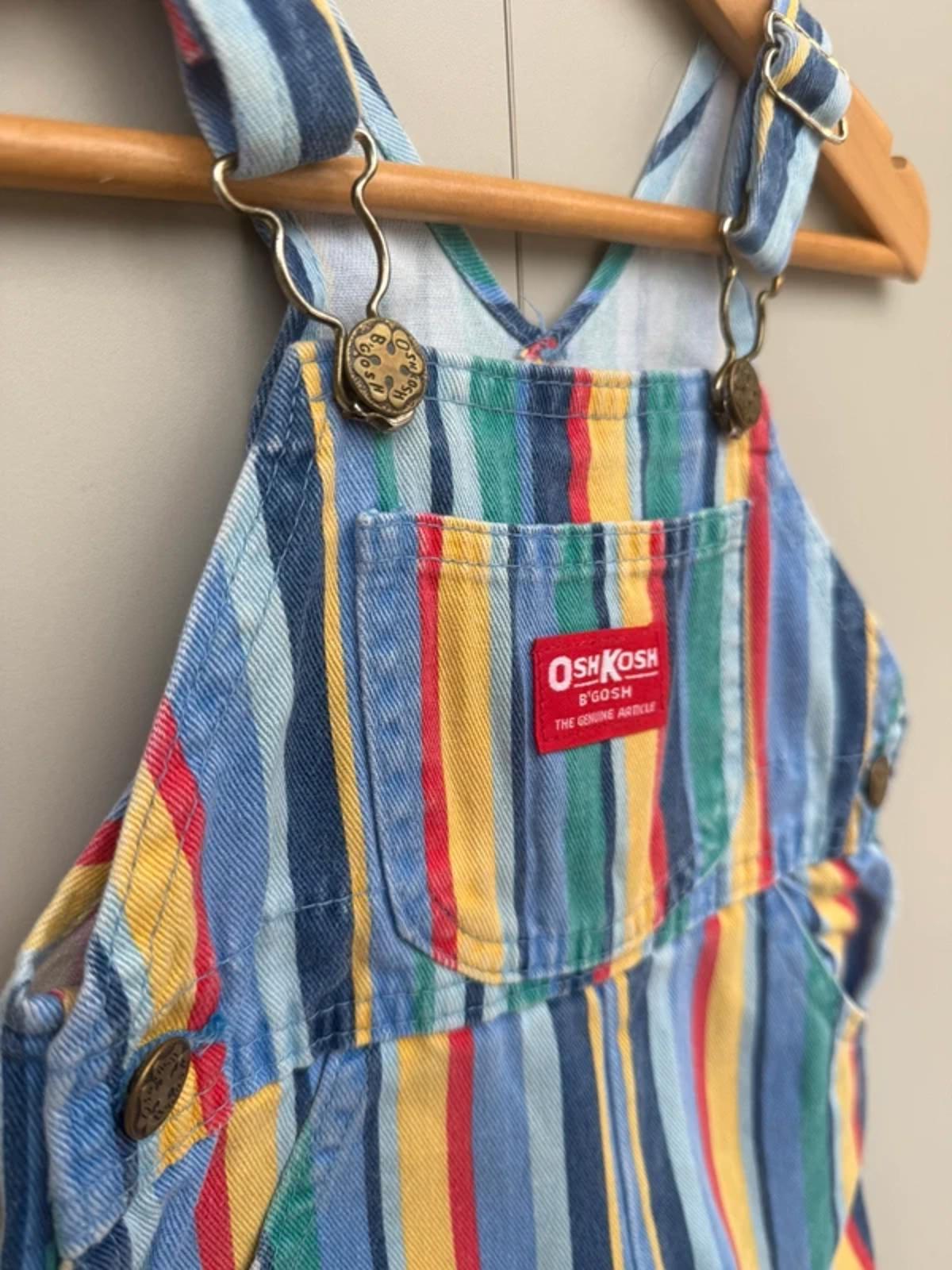 RARE Oshkosh Vintage Striped Coloured Shortall Dungarees 12M