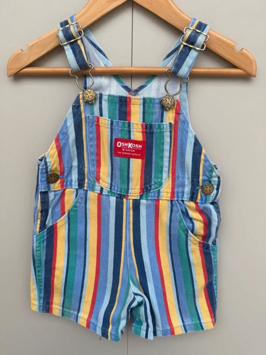 RARE Oshkosh Vintage Striped Coloured Shortall Dungarees 12M