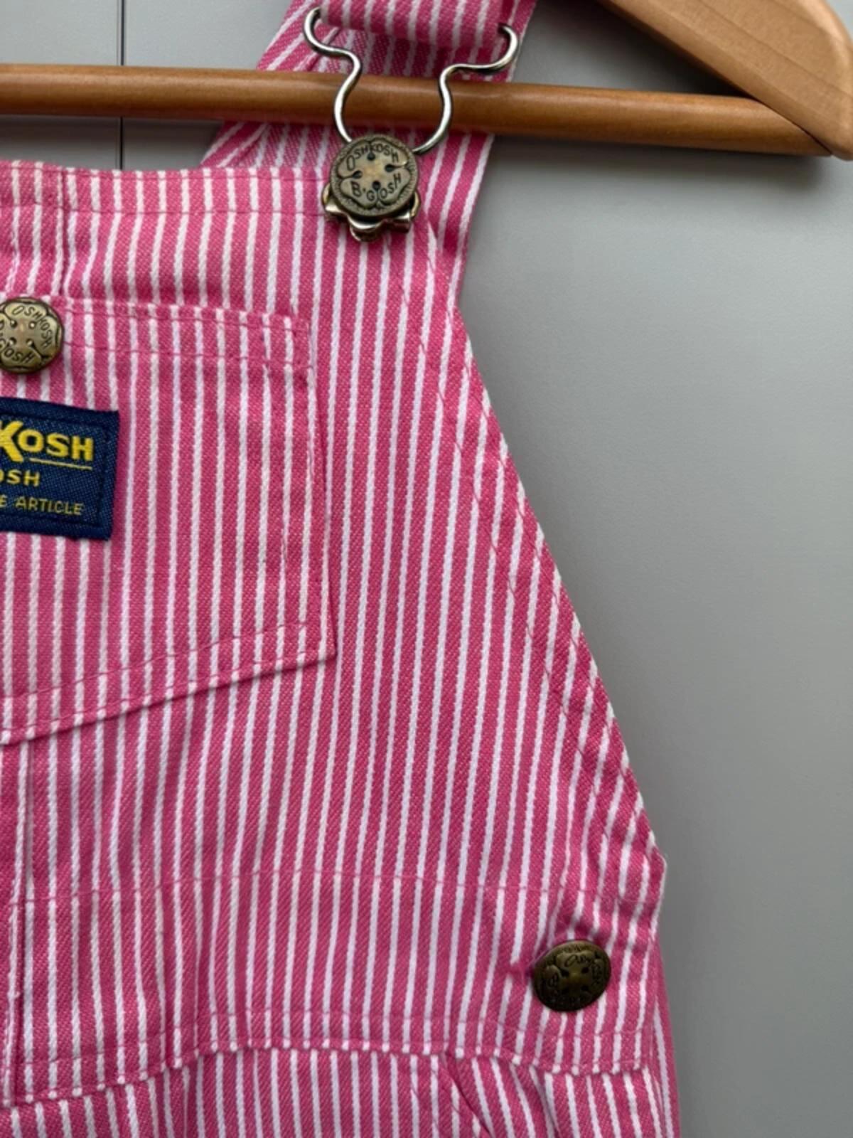 Oshkosh Vintage 80s USA Hickory Pink Shortall Dungarees 3T
