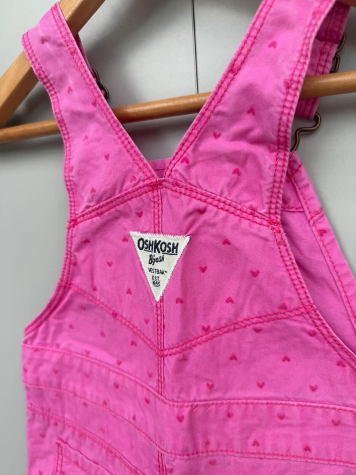 Oshkosh Pink Heart Shortall Dungarees 12M