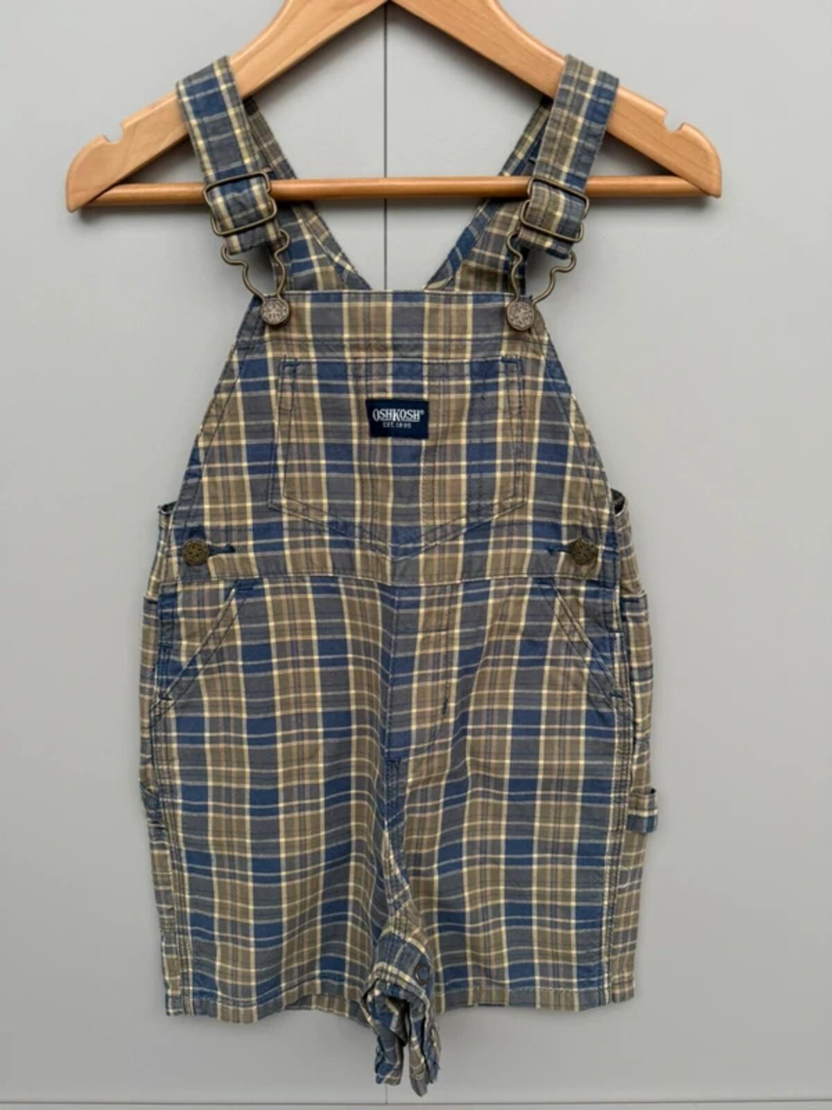 Oshkosh Vintage Khaki Check Dungarees 18M
