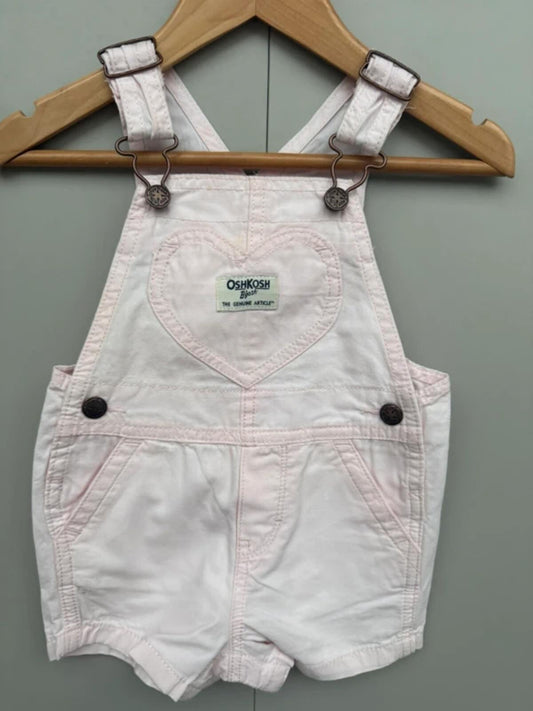 Oshkosh Rose Pink Heart Shortalls 12M