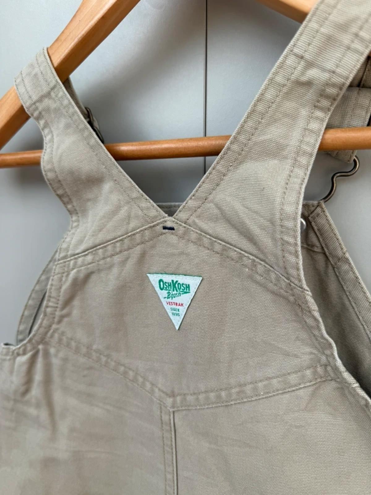 Oshkosh Vintage Taupe Shortall Dungarees 18M