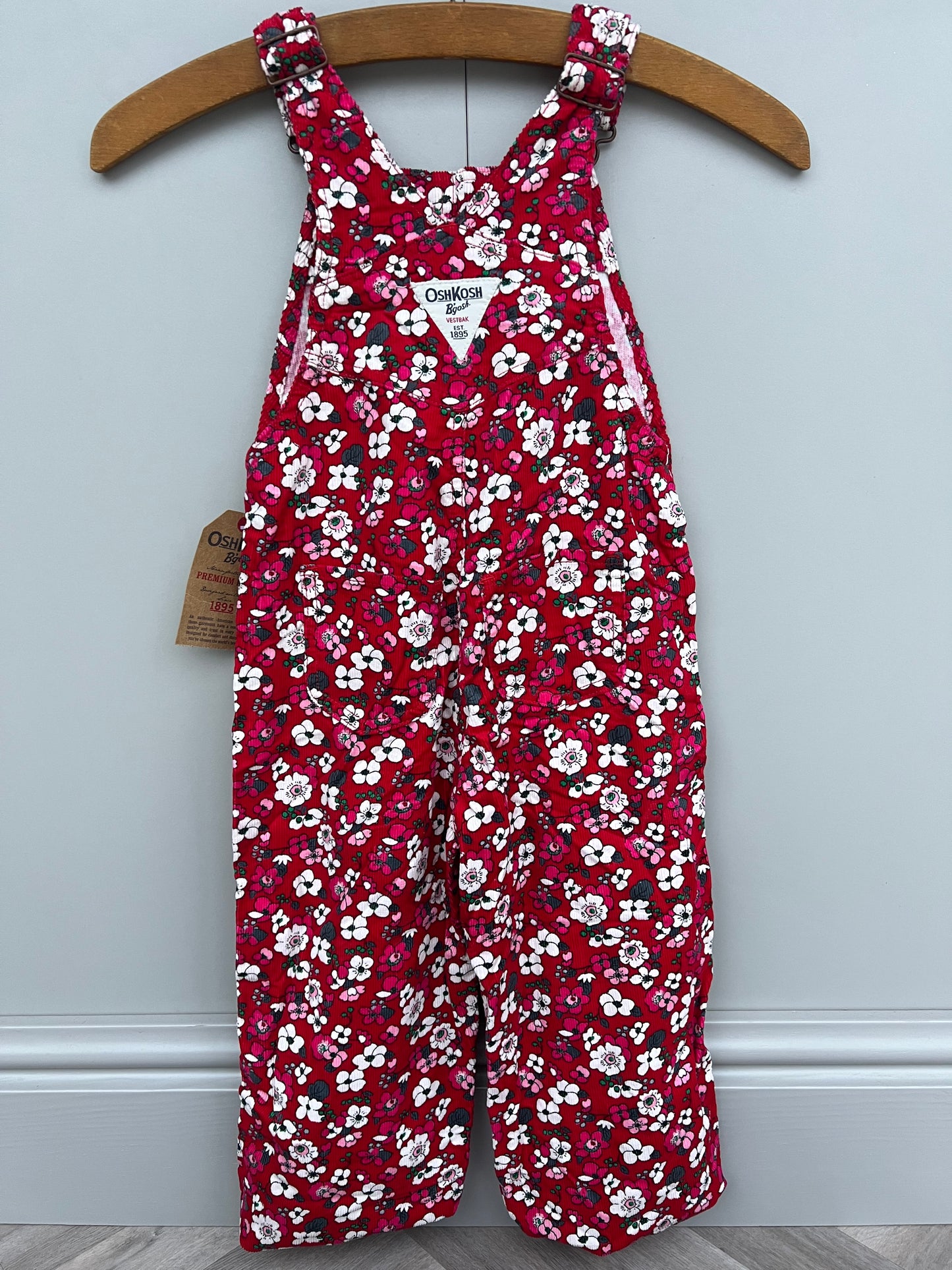 Oshkosh Corduroy Floral Dungarees 4T