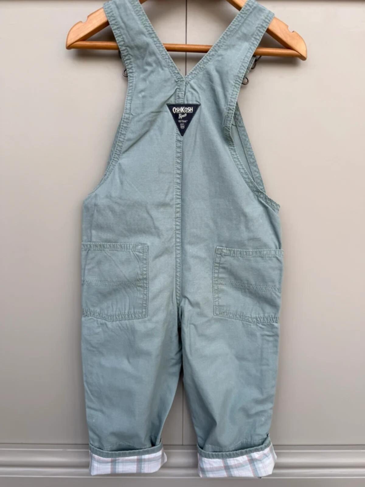 Oshkosh Sage Green Cotton Dungarees 3T