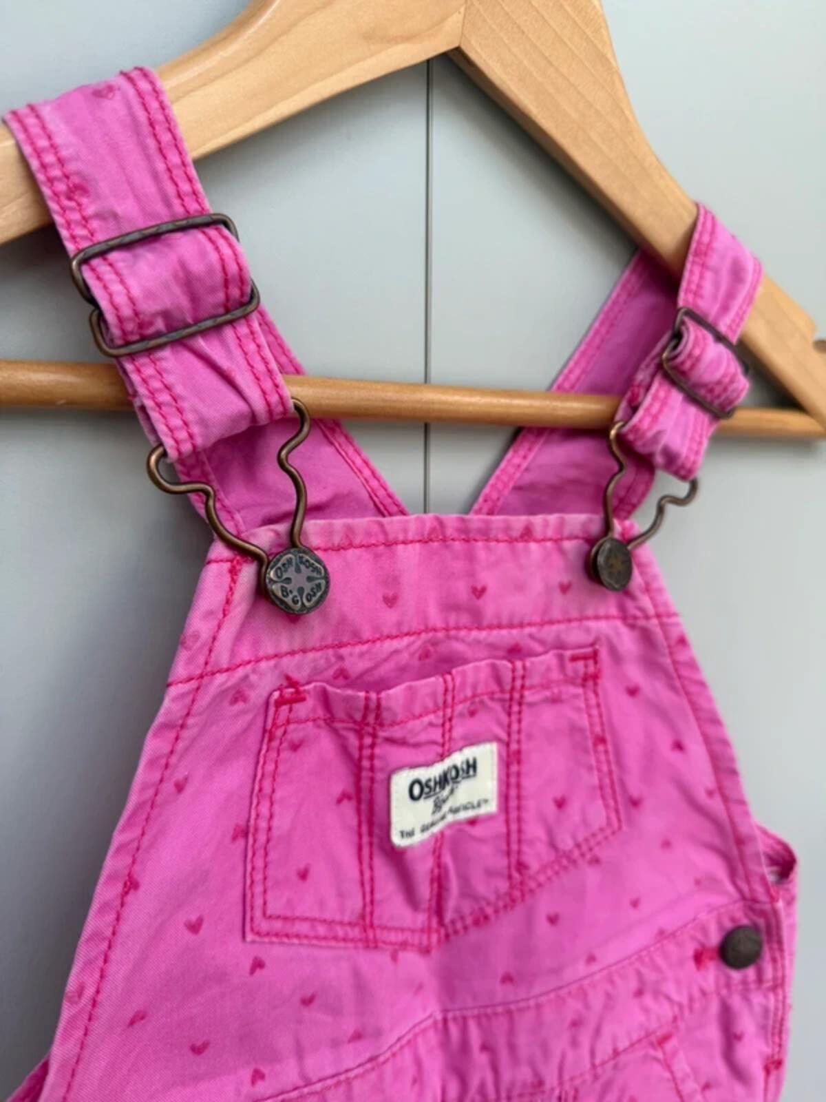 Oshkosh Pink Heart Shortall Dungarees 12M