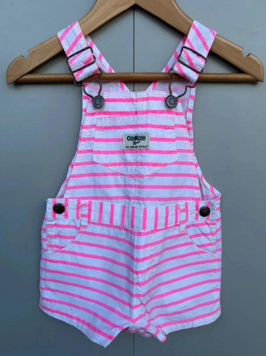 Oshkosh Striped Pink Dungarees 9M