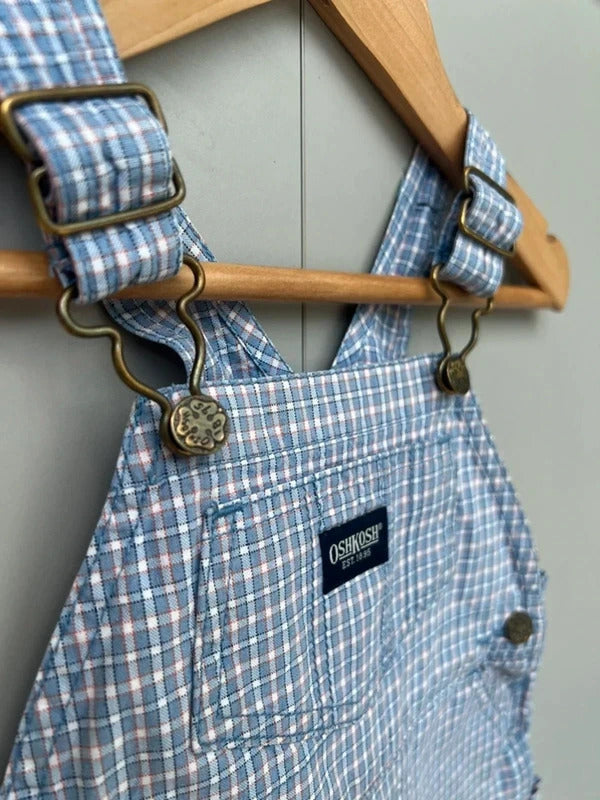 Oshkosh Vintage Hickory Shortall Dungarees 6/9M