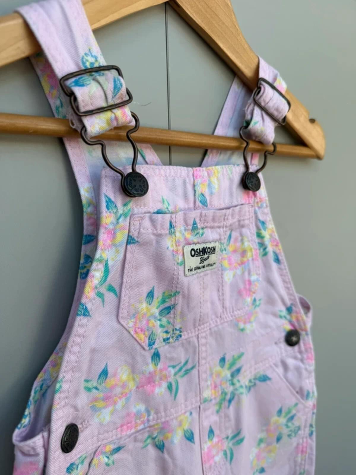 Oshkosh Floral Pink Shortall Dungarees 18M
