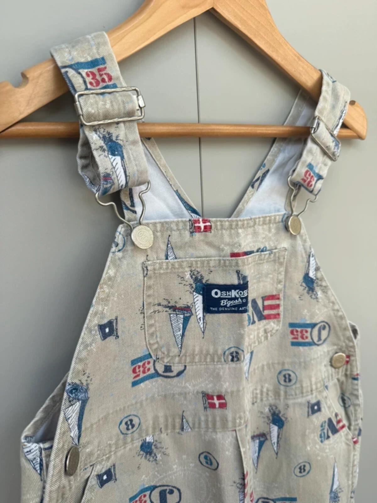 RARE Oshkosh 80s USA Vintage Boat Shortall Dungarees 4T