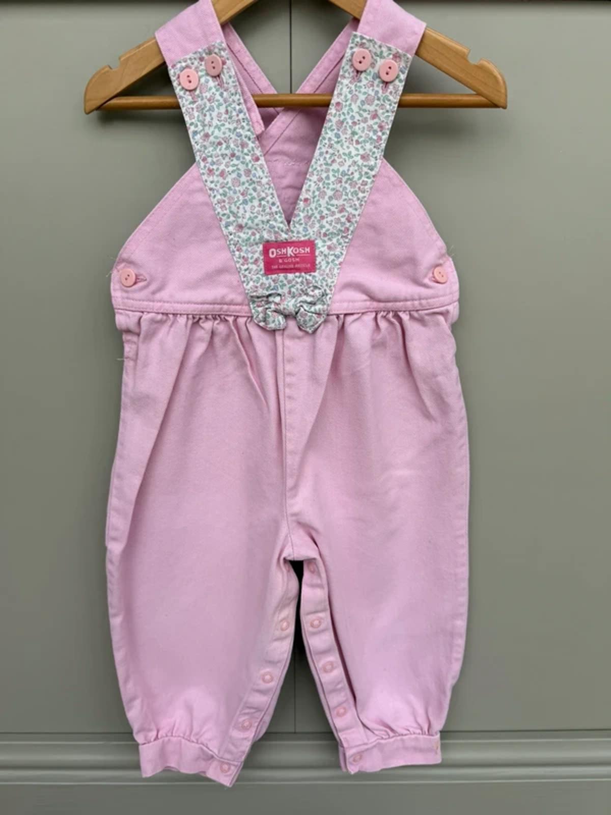 Oshkosh Vintage Floral Pink Bubble Dungarees 3T