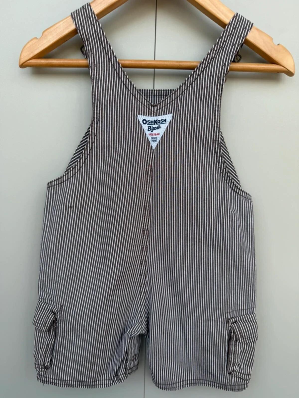 Oshkosh Brown Striped Shortall Dungarees 18M
