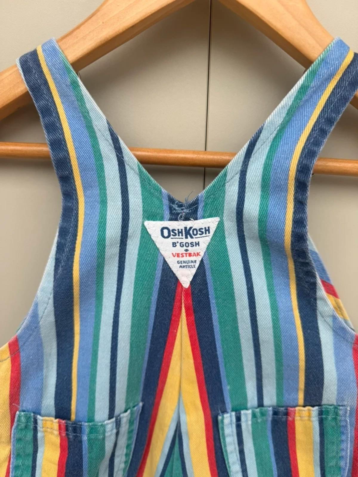RARE Oshkosh Vintage Striped Coloured Shortall Dungarees 12M