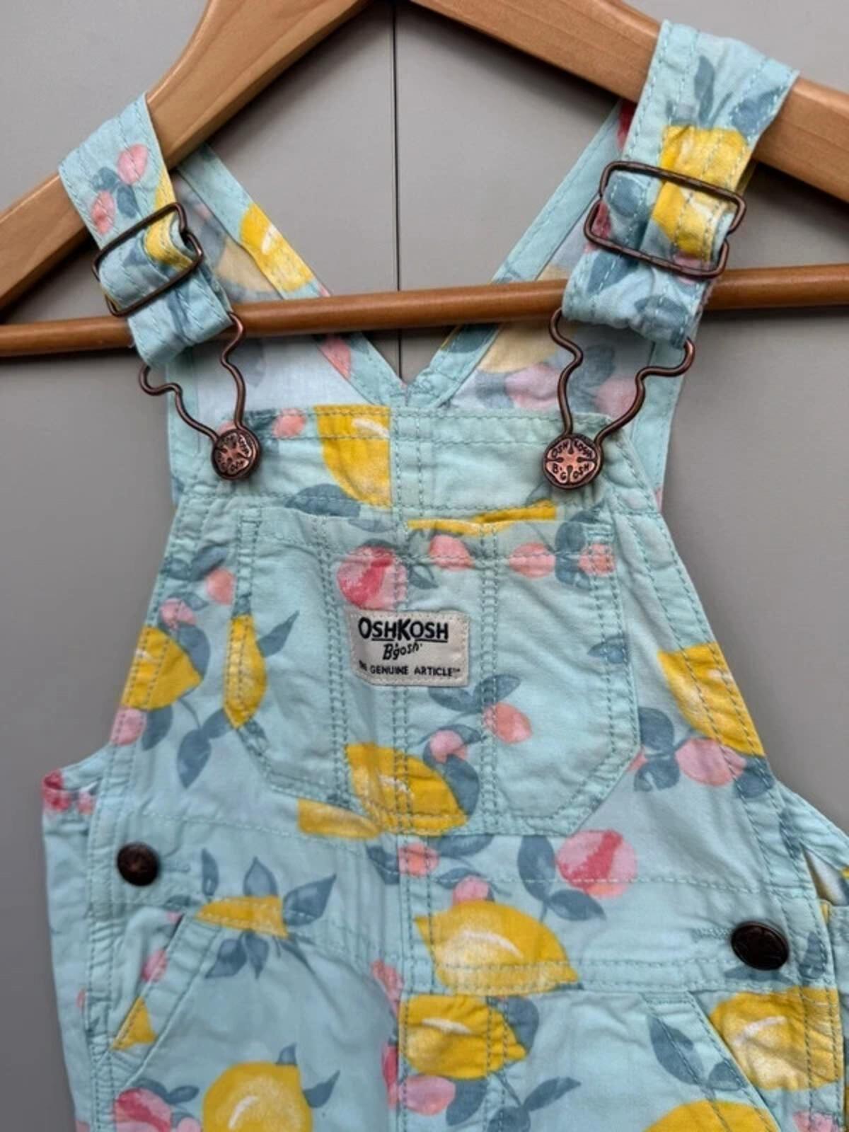 Oshkosh Lemon Blue Shortall Dungarees 12M
