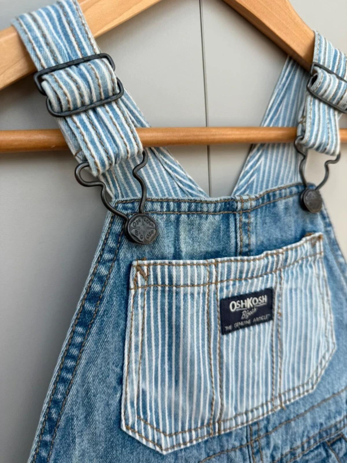 Oshkosh Denim Striped Shortall Dungarees 18M